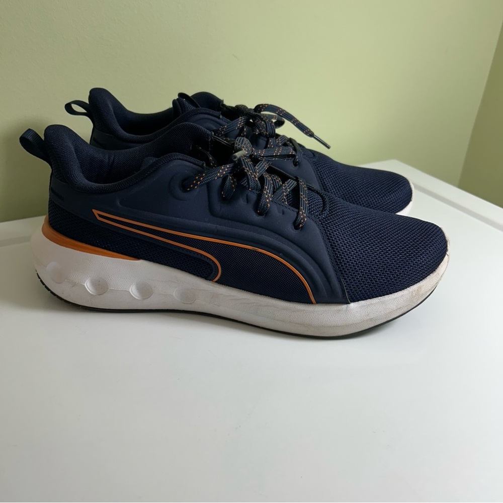 Puma Softride Carson Lace Speck Mens 10 Navy Maple Syrup Orange Comfort Sneakers